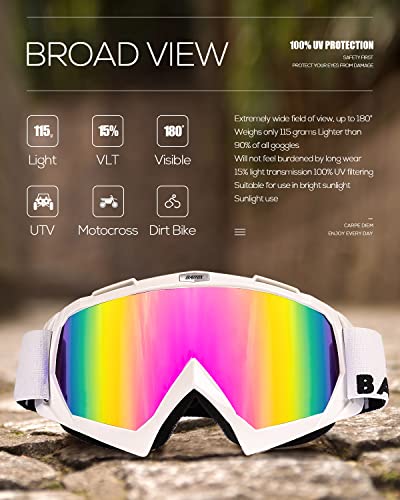 Image of BATFOX Dirt Bike ATV Goggles Motorcycle Gear Riding Motocross Dirtbike 4-Wheeler MX DH Accessories Goggles Glasses for Men Women Youth UV400 Protection Dust-proof Anti-Slip Strap