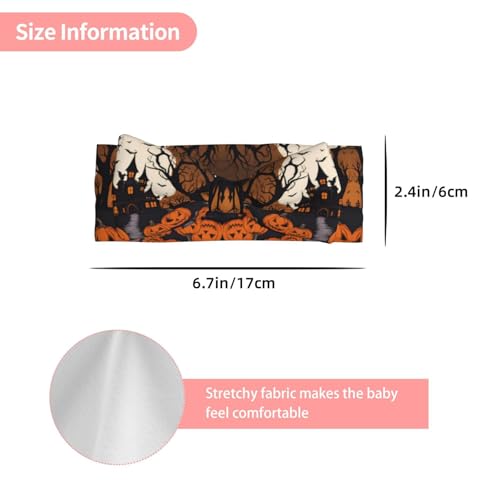 Gothic Happy Halloween Pattern Baby Bow Headband - Super Stretchy Soft Bows Hair Accessories for Newborn Infant Toddlers Kids Girls - Elastic and Skin-Friendly3
