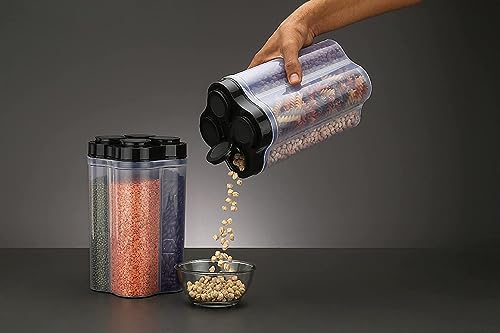 Fresh-Seal-Airtight-Transparent-Plastic-Lock-Food-Storage-4-Section-Container-Jar-for-Grocery-Pasta-cereals-pulses-2500ML-Pack-of-1