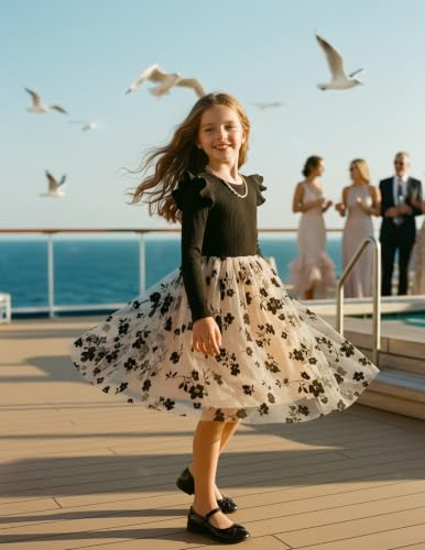 Image of PATPAT Girl's Tulle Dress Tutu Party Birthday Poster Formal Fancy Flower Princess Dresses