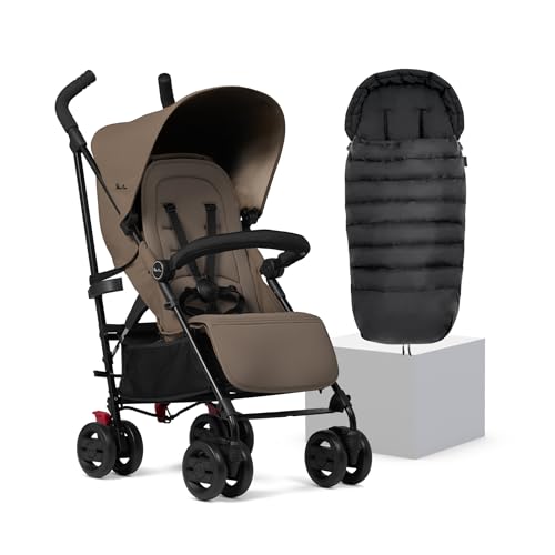Silver Cross - Pop 2 Pushchair & Footmuff - Foldable Travel Stroller - Buggy - Adjustable Seat - Newborn to 4 Years - Cobble