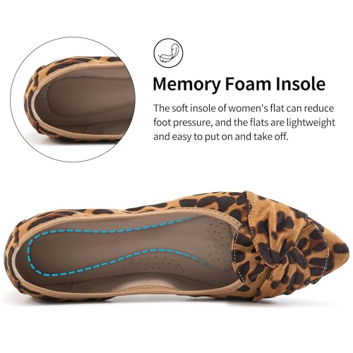 Image of Aomigoct Comfortable Dressy Flats for Women: Cushioned Insole & Lightweight for All-Day Office Comfort - Slip On & Foldable for Working Professional with Bow