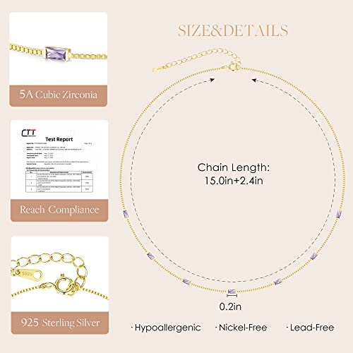 LOUISA SECRET Birthstone Necklaces for Women, 14K Gold Plated Dainty Simple Necklace, 925 Sterling Silver Birthday Anniversary Jewelry Gift for Women Mom Mother4