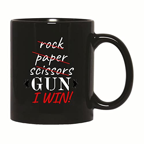 Taza Piedra, Papel O Tijera. Gano Yo. Amante De Las Armas: Pistola Y Escopeta. Tazas De Café Personalizada Mug Cerámica Para Oficina Regalo Desayuno 330Ml
