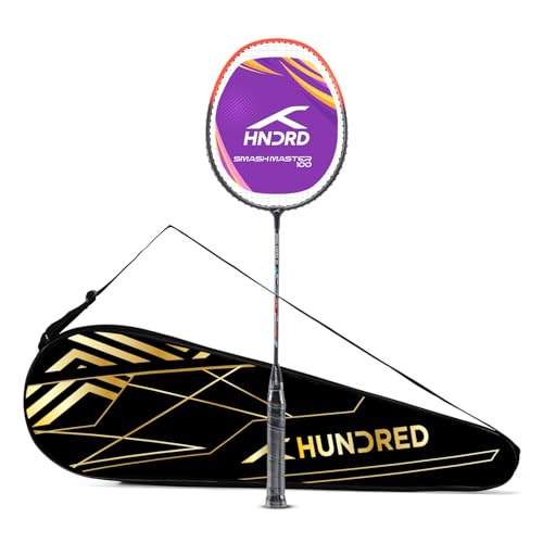 Image of Hundred Smash Master 100 Strung Badminton Racket with Full Racket Cover | for Intermediate Players(Black /Red)