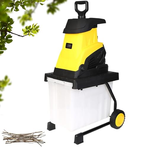45L garden shredders and wood chippings for garden, 2500W Electric Leaf Mulcher shredder heavy duty for garden, Maximum cutting diameter 45mm, for Yard Cleanup, Composting 60m-Power-Cord