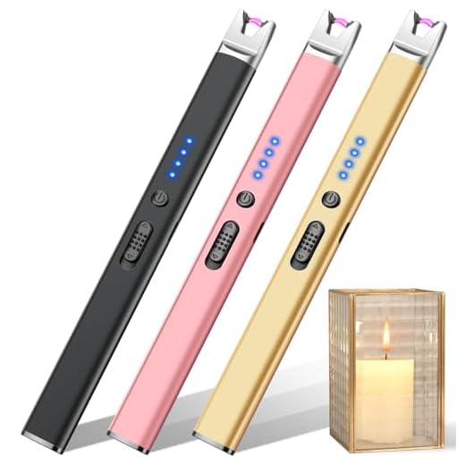 LcFun 3 Pack Candle Lighters USB Rechargeable Electric Lighters Long Stem