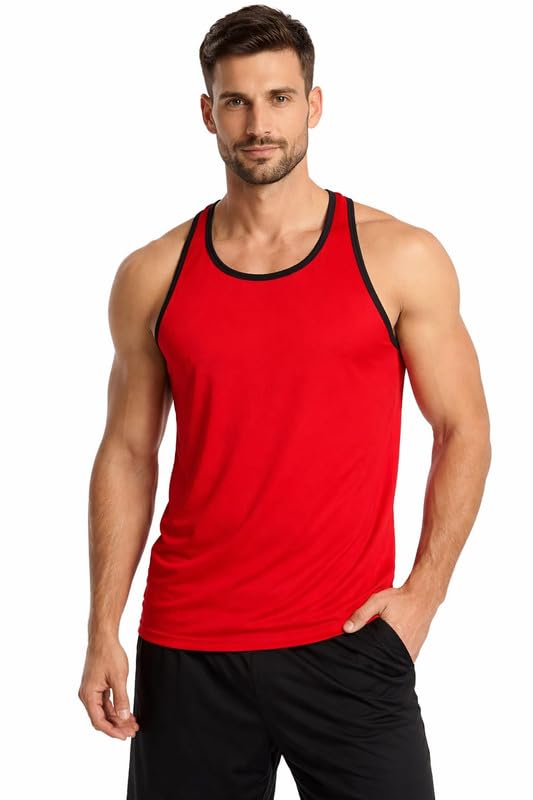 Men's Vest White Poly Cotton Round Neck-image-42