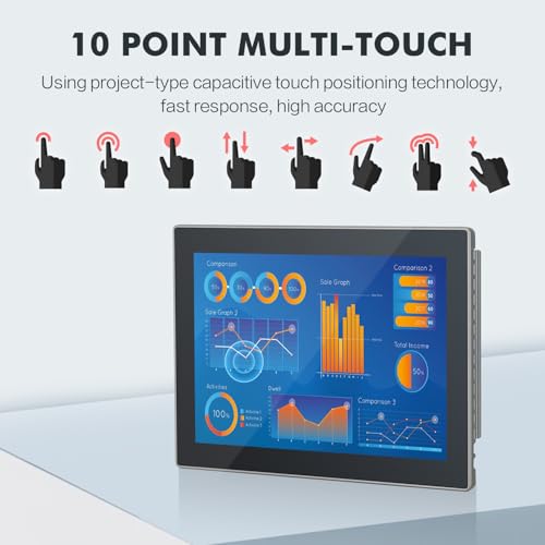 Image of 12.1 inch Industrial Touch Panel PC, Ratio 4:3 Multi-Touchscreen-Monitor,Wall Mounted Touch Screen Panel Computer,WiFi & Built-in Speakers,IP65 Front,Win 11 I5 RAM 8G+512G SSD