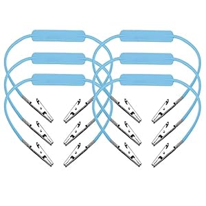 6Pcs Autoclavable Dental Flexible Medical Grade Silicone Bib Holders Clips,Individually Wrapped Napkin Clips, with Stainless Steel Alligator/Extra Wide Neck Band(6,Sky Blue)