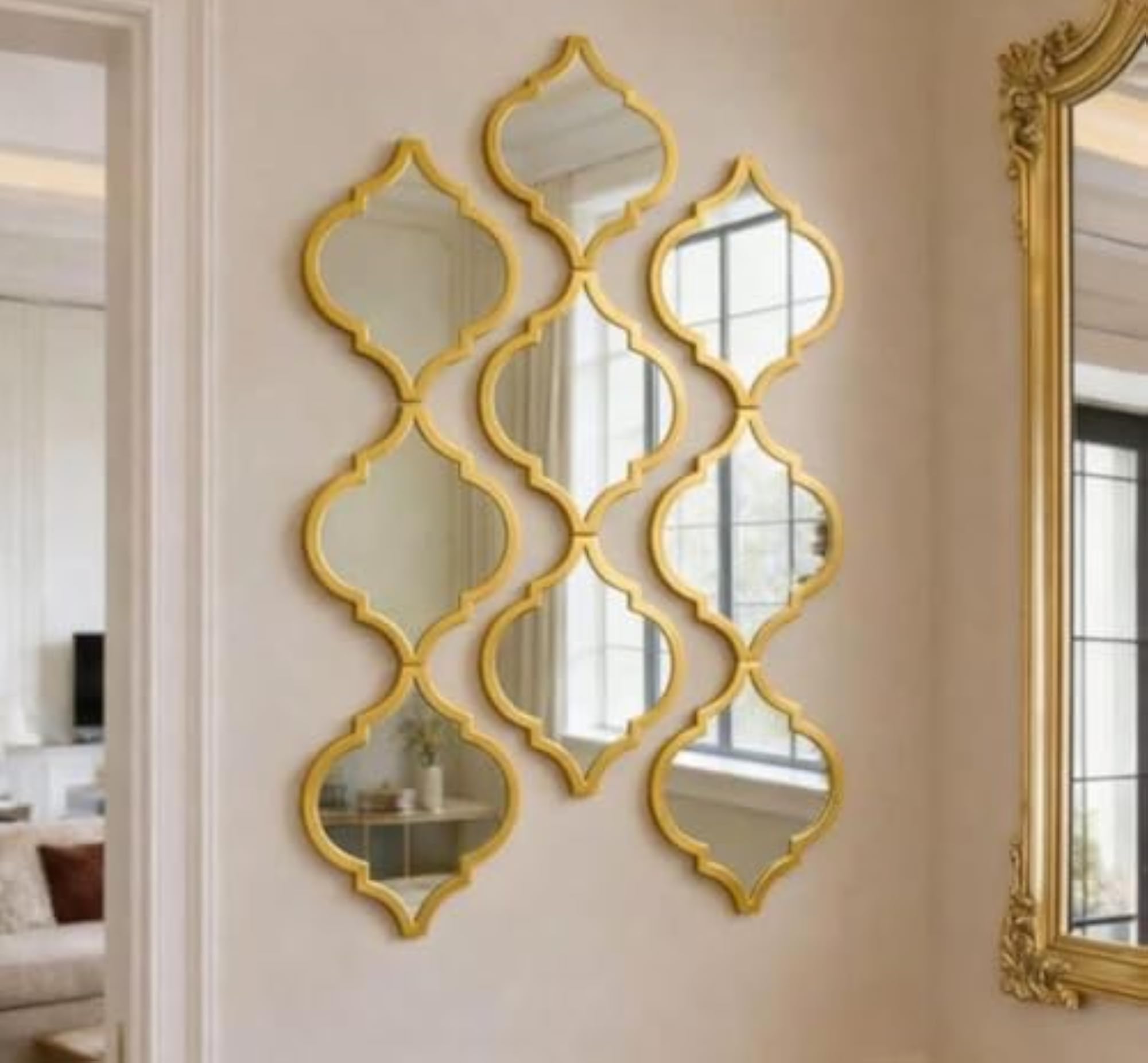 Moroccan Lantern Shape Decorative Wall Mirror Set