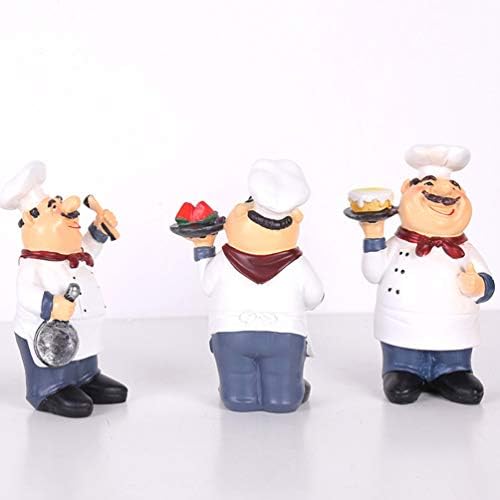 HEALLILY Chef Figurine Tabletop Ornament Resin Sculpture Toy Kitchen Restaurant Decoration Resin Model Crafts Sculpture Fruit plate