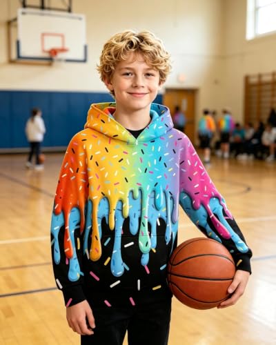 Image of Belovecol Boys Hoodies 3D Printed Hooded Sweatshirts with Pocket for 6-16Y