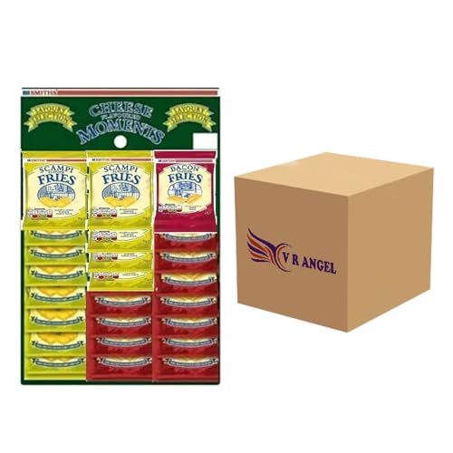 Smiths Scampi and Bacon Fries Bacon Fries 24g and Scampi Fries 27g Pub Card Bundle Snack With Lemon & Bacon Flavored for Light Snack (12 x Scampi & 12 x Bacon Fries)