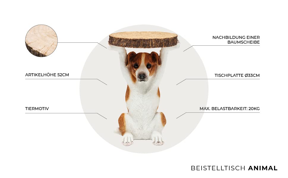 Kare Design Side Table Animal Mr. Jack Ø33cm, Desafie seus limites com