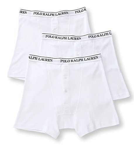 Polo Ralph Lauren Classic Button Fly Boxer Brief 3-Pack, L, White