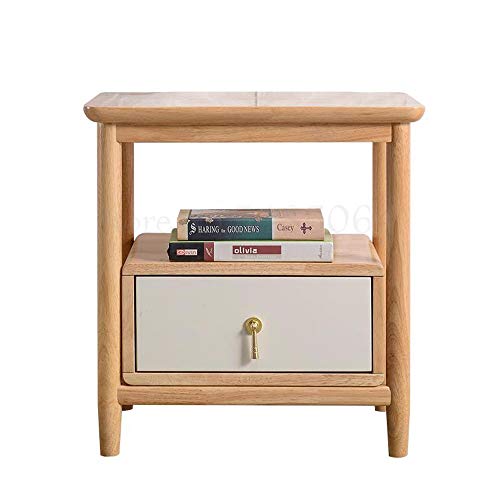 MVUYO All Solid Wood Nordic Bedside Table Simple Creative Oak New Chinese Log Color Ins Wind Installation Free(D)