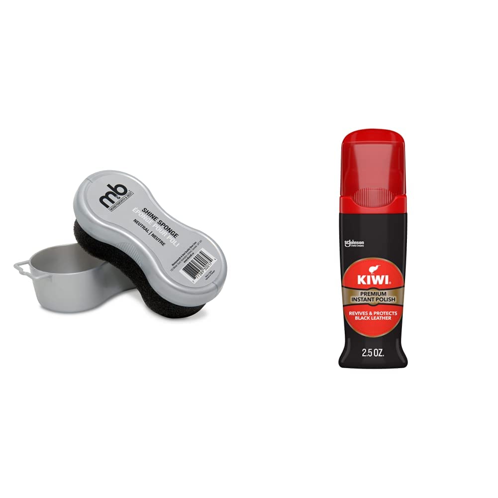 Moneysworth & BestMoneysworth & Best Instant Shine Sponge (Neutral) & Kiwi Color Shine Liquid Polish Black 2.5 FL. OZ.