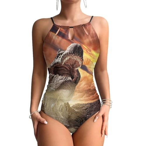 Swimsuit monokini dinosaure volcan pour gommer les rondeurs