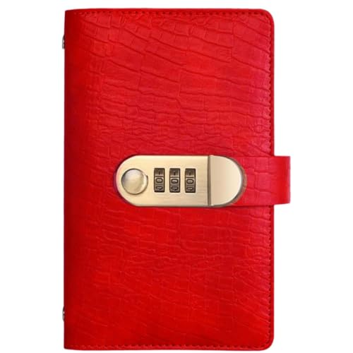 Generico Journal avec cadenas à combinaison, carnet personnel secret, rouge | Carnet avec code à 3 chiffres, bloc-notes pour pensées, idées et notes, journal pour homme et femme