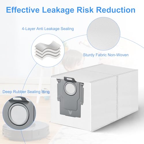 Image of 14 Pack Dust Bags for Roborock Q Revo /Qrevo S /Qrevo Pro /Qrevo Master /Qrevo Edge /Qrevo Curv /Qrevo Slim /S8 MaxV Ultra, Saros 10R, QV 35A /35S, Qrevo S5V Vacuum Cleaner, 3 L Large Capacity Bags