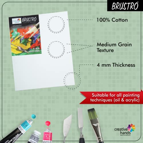 Image of Brustro Artists (18 x 24 Inch) 100% Cotton Canvas Board, Medium Grain, 4 mm Thickness, Pack of 1, Suitable for Oil and Acrylic Paintings