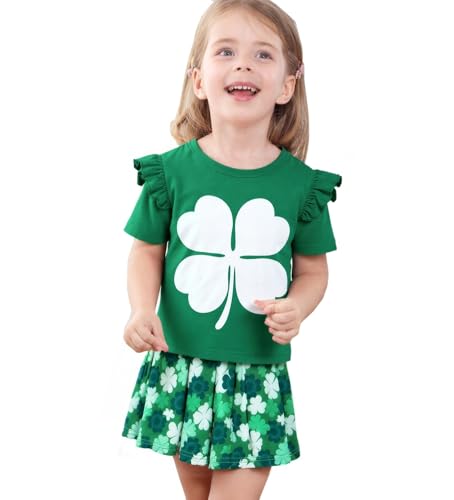 Image of Akyzic Little Girl Skirt Outfit Two Piece Spring Summer Outfit Butterfly Dress Cat Print Skirt Toddler Girl Outfit Set