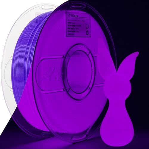 Image of AMOLEN 3D PLA Printer Filament, 1.75mm Glow in The Dark Purple PLA Filament for 3D Printing, Best with UV Lamps, 1kg Spool (2.2lbs), Dimensional Accuracy + /- 0.02 mm, Fit Most FDM 3D Printers