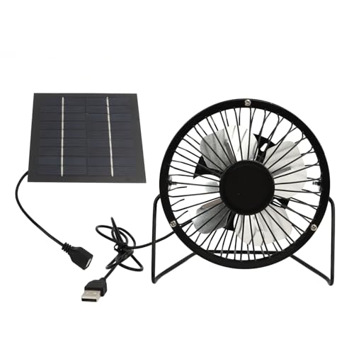 MUNEFE Ventilador alimentado por el panel solar, ventilador de panel solar ajustable de 360 ​​grados, ventilador de enfriamiento portátil de panel solar de 5W Mini para la casa de