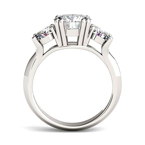 Charles & Colvard Created Moissanite 8mm Round Cut Engagement Ring for Women | 3.1 cttw DEW | Lab Grown | Solid 14K White Gold with Rhodium3