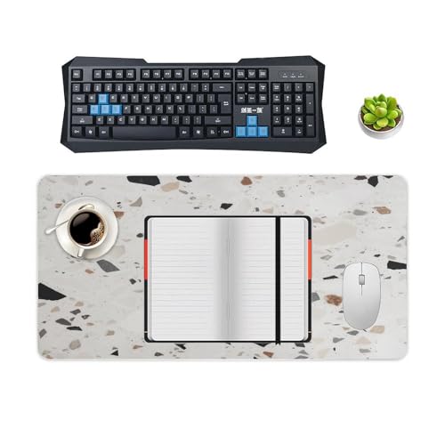 White Terrazzo Desk Pad con base de goma antideslizante 30x60 cm miniatura 4