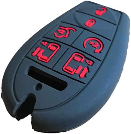 KAWIHEN Silicone Key Fob Cover Replacement for Chrysler Town Country Dodge Grand Caravan Charger Challenger Durango Journey Ram Magnum Jeep M3N5WY783X 2701A-C01C 68043594AA 68043594AA