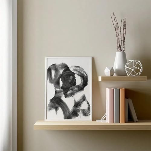Tableau art abstrait noir et blanc pour decoration murale