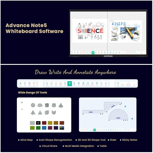 Image of Cornea 110 inche 4K UHD with 8 Array Mic Touch Display Interactive Flat Panel Monitor 3840x2160 Pixels Android Version Ideal for Office, Institute |8GB 128GB|