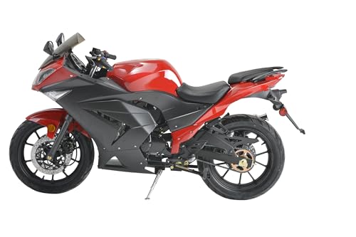 HHH 125cc Motorcycle with Manual Transmission Gas Street Bike by Boom BD125-11 for Adult Youth 125cc Scooter LED Lights and 17 inches Wheels (Red)