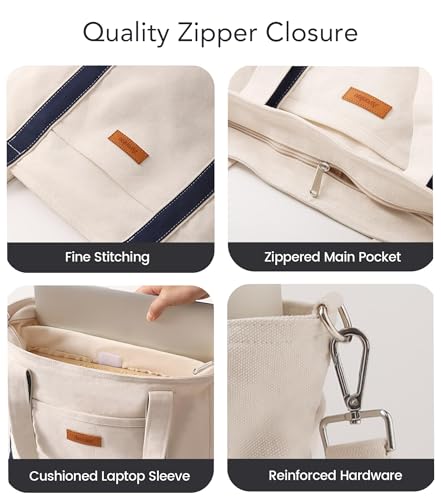 Image of Aveniee Canvas Tote Bag for Women, Crossbody Purse with Zipper, Adjustable Shoulder Strap Handbags
