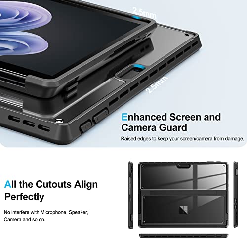 INFILAND Surface Pro 11/10/9 Case, Crystal Clear Multi-Angle Shockproof for Microsoft Surface Pro 11th Edition AI 2024, Work with Surface Pro Signature Keyboard & Slim Pen 2, Mysterious Black by INFILAND - Image 6