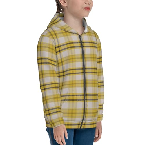 Contrast Bright Check Plaid Kids Pullover Hoodies Boys Zip Up Sweatshirts Girls Athletic Clothes with Pocket4