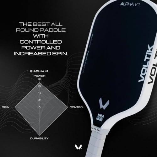 Image of VOLTIK Alpha V1 Pickleball Paddle - Thermoformed Raw Carbon Fiber - 16mm Core with Foam Injected Walls for Max Control & Spin - Built to USAPA Tournament Standards- Elongated Handle