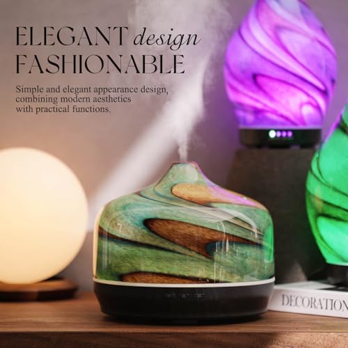 Porseme 500ml Glass Essential Oil Diffuser Aromatherapy Ultrasonic Cool Mist Humidifier 15-21 Running Hours Waterless Auto-Off Air Diffusers for Sleeping Yoga Working Spa(Teal Green) — view 4