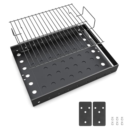 15-28 Inches Stretchable Charcoal Tray Replacement Parts for Chargriller PS9900 2190 6500 6800 8500 Pit Boss Memphis I Expert 24 High-Temperature Grill Charcoal Basket Pan for Smoke Hollow 47183T-21