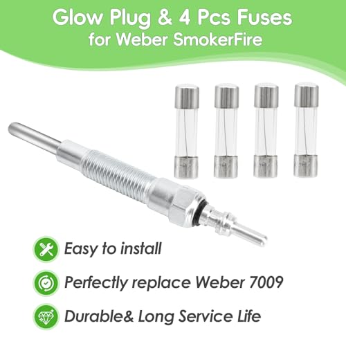 Image of SafBbcue Glow Plug for Weber SmokeFire EX4 /EX6 /EPX6 Wood Pellet Grills with 4pcs 250V Grill Fuses for Weber Wood Pellet Grills,Replacement Glow Plug for Weber 7009,an Element to Ignite Wood Pellets