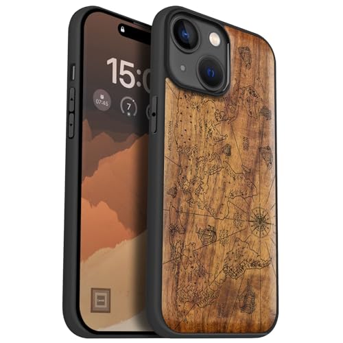Coque compatible Magsafe 15 antichoc étui rigide en bois de noyer
