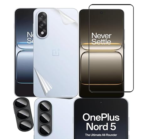 Image of Tempered Glass Screen Protector Compatible for OnePlus Nord 5 | Front And Back Screen Guard With camera lens protector (Nord 5, Combo)