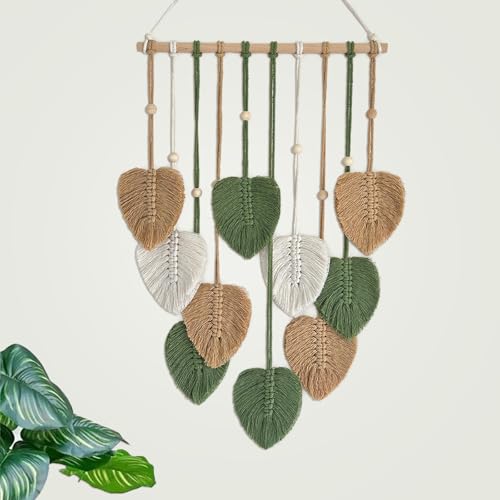 TUDRUKU Macrame Wall Hanging Nursery Decor Leaves Woven Tapestry ...