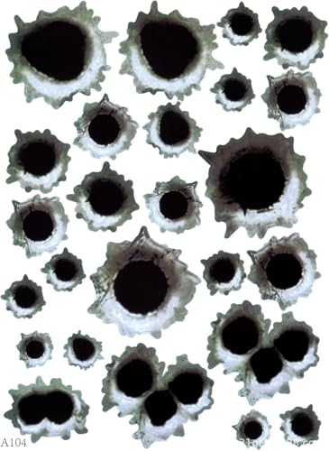 Image of 3D Bullet Hole and Scratch Car Stickers, Simulation Stereoscopic Fake Gun Bullet Holes Stickers, Automotive Tattoo Decorations, Waterproof Car Decals, Automotive Decals (Bullet Hole)