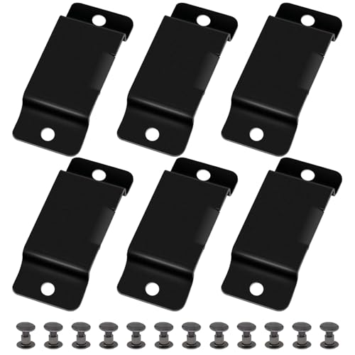 Zarique 6 Pcs Tape Measure Clips With Rivets, Small Metal Belt Holder Clips, Hanging Holder for Easy Carry (Matte Black)