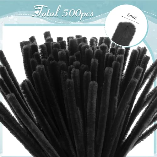 Image of Peryiter 500 Pcs Pipe Cleaners for DIY Flower Bouquets, Chenille Stems for Graduation Bouquet Crafts, Fuzzy Sticks for Handmade Flowers, DIY Gift, Art Projects(Dark Gothic,12 Inch)