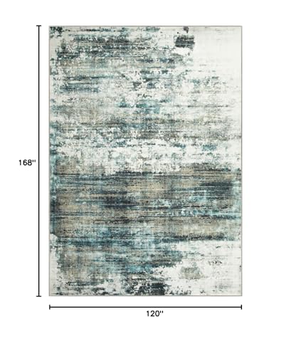 10x14 Area Rugs Washable Rug: Modern Abstract Living Room Rug Soft Anti-Skid Thin Carpet Indoor Floor Non-Shedding Carpets for Bedroom Dining Room Farmhouse Nursery Home Office Green Multi