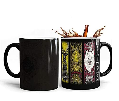 GulfDealz Game Of Thrones Tea & Coffee Cup House Of Stark Wolf Color Changing Cup By Heat, Ceramic - Black